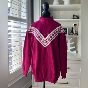 Vintage Y2K 90’S R&R SPORTS Magenta Half Zip Pullover Sweater Women’s SZ Large